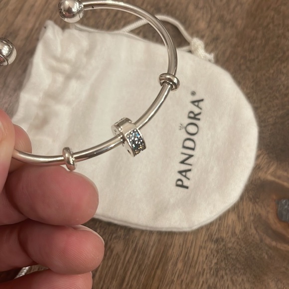 Pandora Open Cuff Bracelet with Heart Shaped Charm - NWOT - Picture 5 of 7